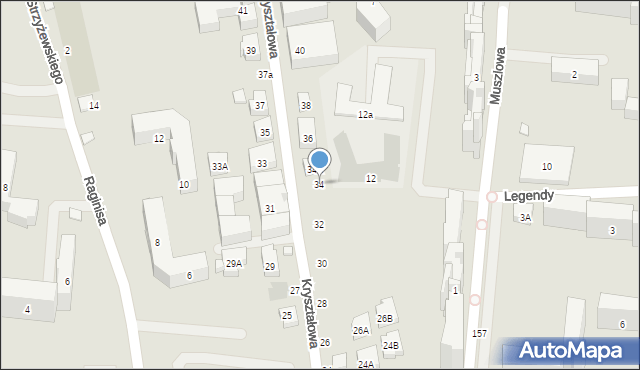 Warszawa, Kryształowa, 34, mapa Warszawy