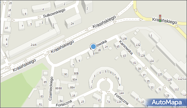 Warszawa, Krasińskiego Zygmunta, 3, mapa Warszawy