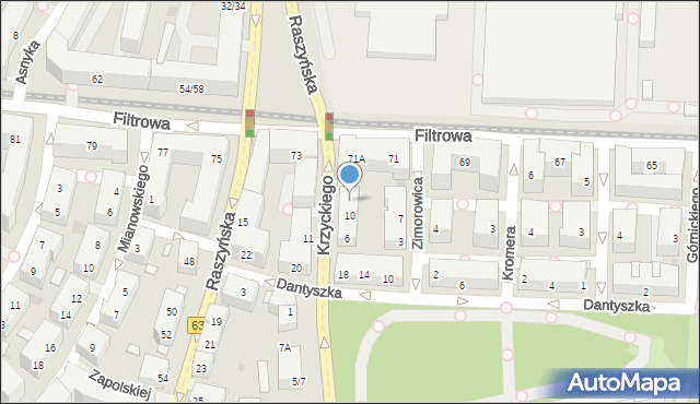 Warszawa, Krzyckiego Andrzeja, 12, mapa Warszawy