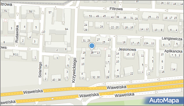 Warszawa, Krzywickiego Ludwika, 18, mapa Warszawy