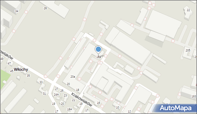 Warszawa, Krakowiaków, 18a, mapa Warszawy