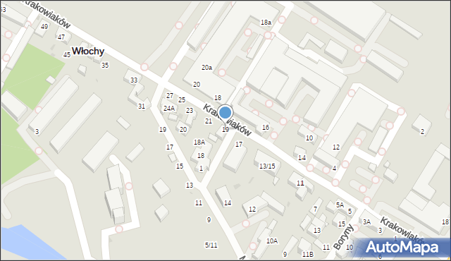 Warszawa, Krakowiaków, 19, mapa Warszawy