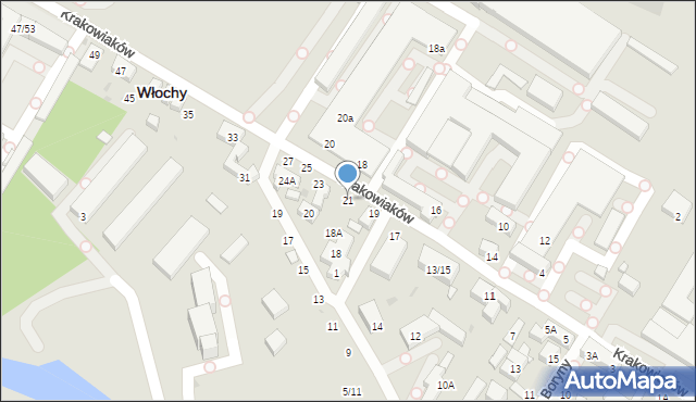 Warszawa, Krakowiaków, 21, mapa Warszawy