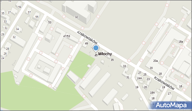 Warszawa, Krakowiaków, 45, mapa Warszawy