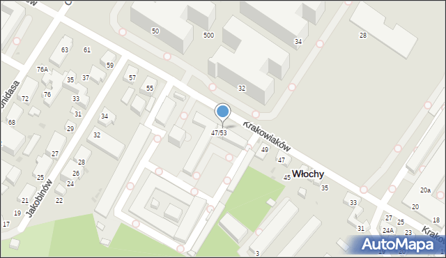 Warszawa, Krakowiaków, 53, mapa Warszawy