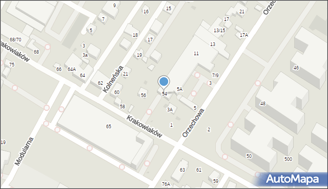 Warszawa, Krakowiaków, 54, mapa Warszawy