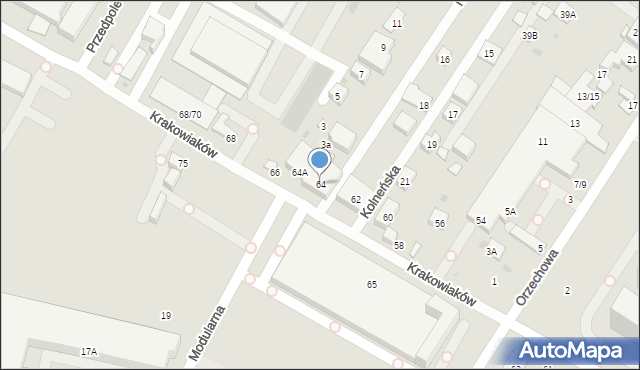 Warszawa, Krakowiaków, 64, mapa Warszawy