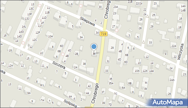 Warszawa, Króla Bolesława Chrobrego, 36, mapa Warszawy