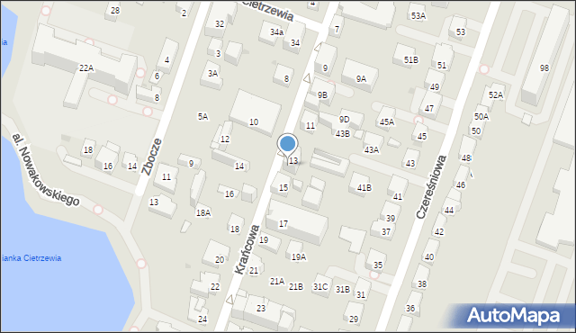 Warszawa, Krańcowa, 13A, mapa Warszawy