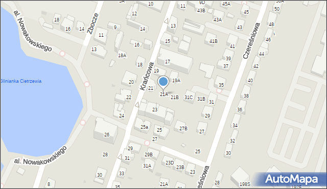 Warszawa, Krańcowa, 21A, mapa Warszawy