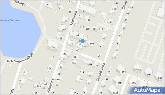 Warszawa, Krańcowa, 25c, mapa Warszawy