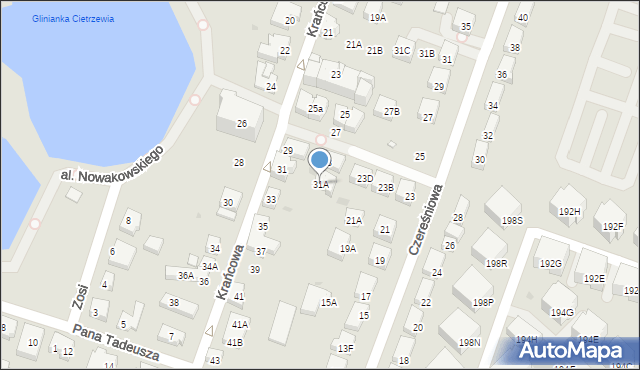 Warszawa, Krańcowa, 31A, mapa Warszawy