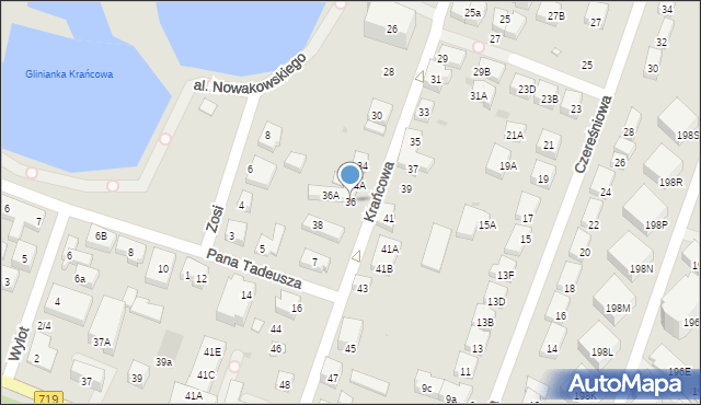 Warszawa, Krańcowa, 36, mapa Warszawy