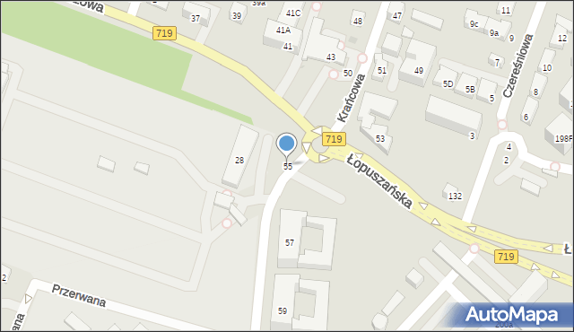 Warszawa, Krańcowa, 55, mapa Warszawy