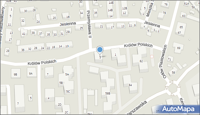 Warszawa, Królów Polskich, 3, mapa Warszawy