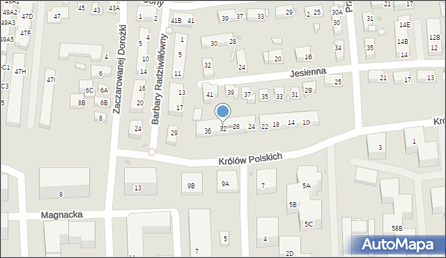 Warszawa, Królów Polskich, 32, mapa Warszawy