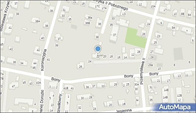 Warszawa, Królowej Bony, 22, mapa Warszawy