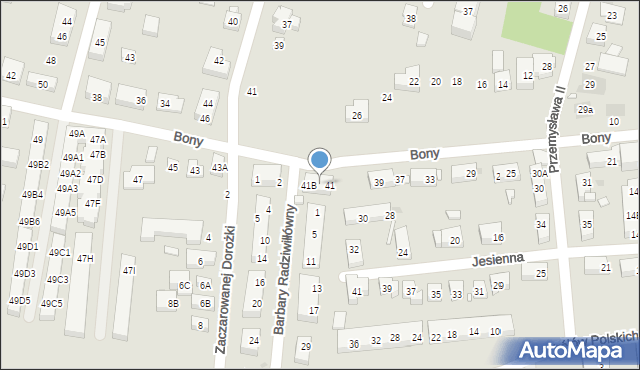 Warszawa, Królowej Bony, 41A, mapa Warszawy