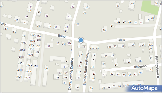 Warszawa, Królowej Bony, 41D, mapa Warszawy