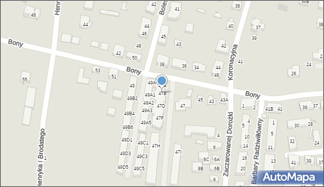 Warszawa, Królowej Bony, 47B, mapa Warszawy