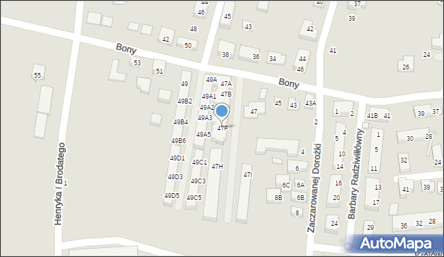 Warszawa, Królowej Bony, 47F, mapa Warszawy