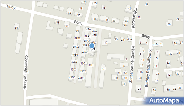 Warszawa, Królowej Bony, 47G, mapa Warszawy