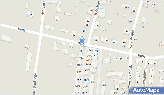 Warszawa, Królowej Bony, 49B, mapa Warszawy
