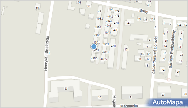 Warszawa, Królowej Bony, 49D4, mapa Warszawy