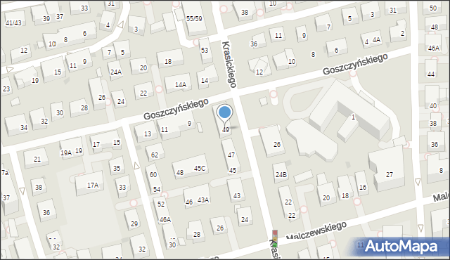 Warszawa, Krasickiego Ignacego, bp., 49, mapa Warszawy