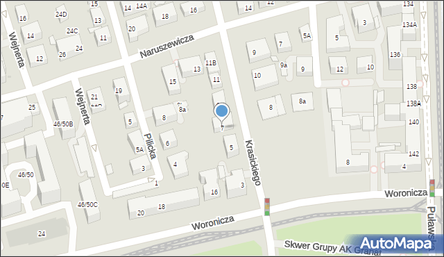 Warszawa, Krasickiego Ignacego, bp., 7, mapa Warszawy