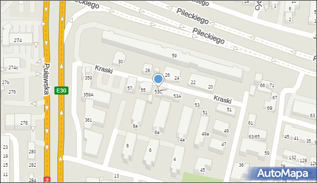 Warszawa, Kraski, 53C, mapa Warszawy