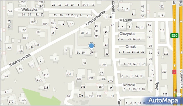 Warszawa, Krasnowolska, 3P, mapa Warszawy