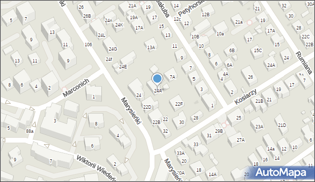 Warszawa, Królowej Marysieńki, 24A, mapa Warszawy