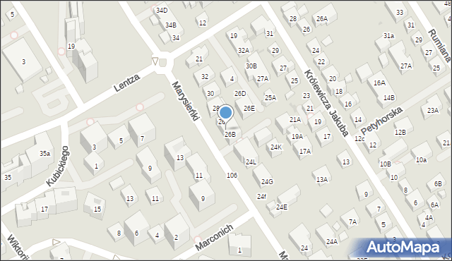 Warszawa, Królowej Marysieńki, 26A, mapa Warszawy