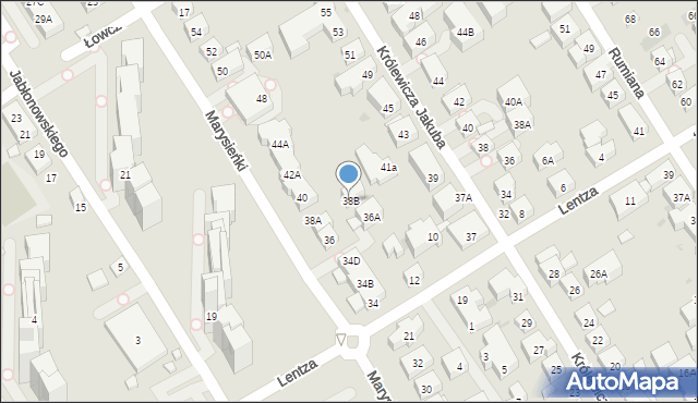 Warszawa, Królowej Marysieńki, 38B, mapa Warszawy