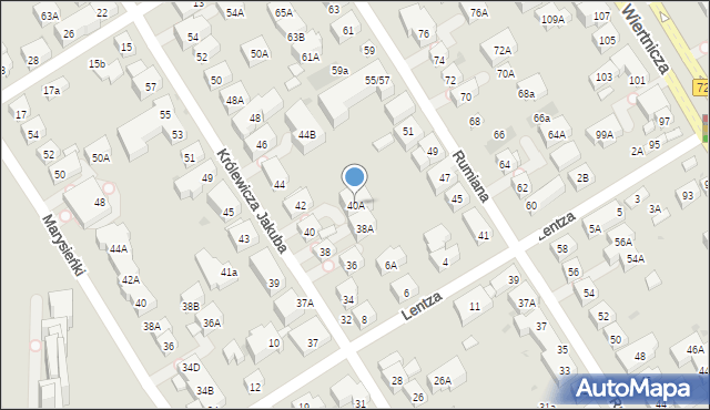 Warszawa, Królewicza Jakuba, 40A, mapa Warszawy
