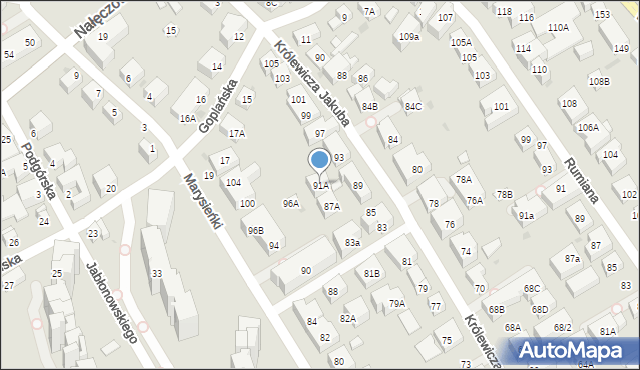 Warszawa, Królewicza Jakuba, 91A, mapa Warszawy