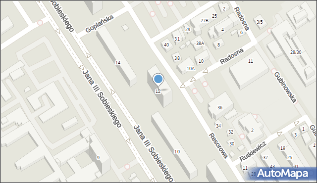 Warszawa, Króla Jana III Sobieskiego, 12, mapa Warszawy