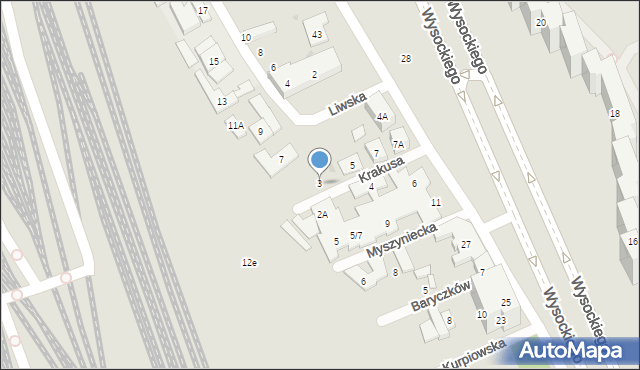 Warszawa, Krakusa, 3, mapa Warszawy