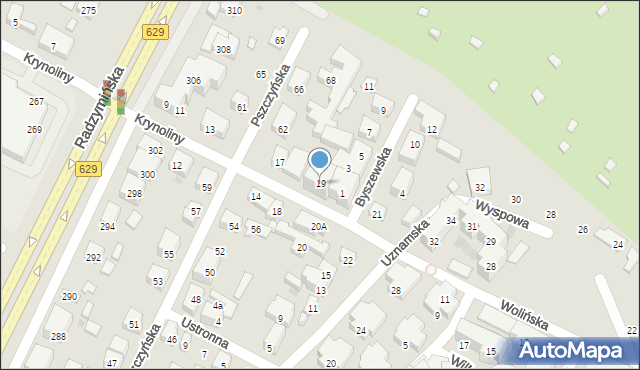 Warszawa, Krynoliny, 19, mapa Warszawy