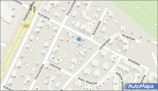 Warszawa, Krynoliny, 20, mapa Warszawy