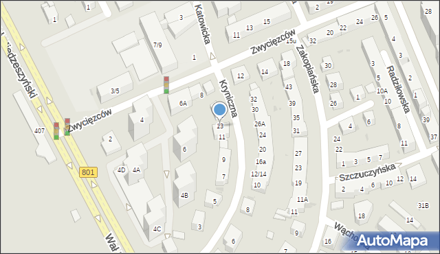 Warszawa, Kryniczna, 13, mapa Warszawy