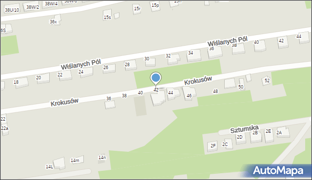 Warszawa, Krokusów, 42, mapa Warszawy