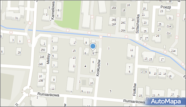 Warszawa, Krokusów, 4, mapa Warszawy