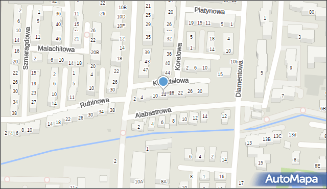 Warszawa, Kryształowa, 14, mapa Warszawy
