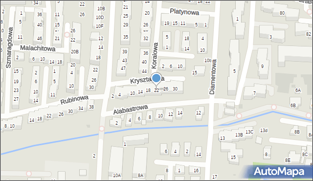 Warszawa, Kryształowa, 22, mapa Warszawy