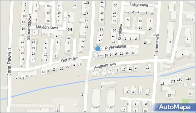 Warszawa, Kryształowa, 4, mapa Warszawy