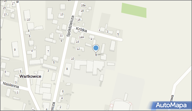 Wartkowice, Krótka, 6, mapa Wartkowice
