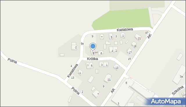 Wąsewo, Krótka, 8, mapa Wąsewo