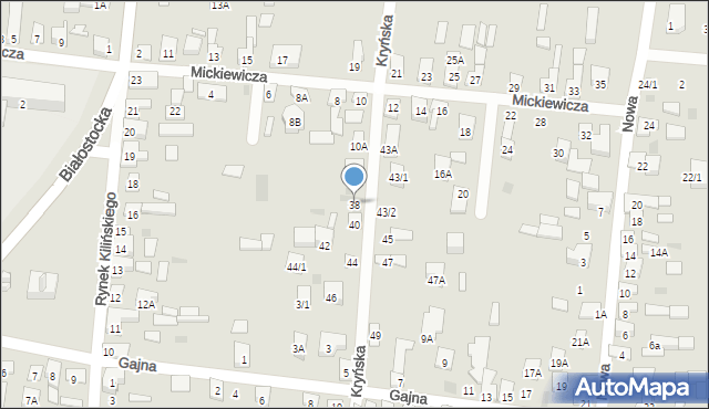 Wasilków, Kryńska, 38, mapa Wasilków